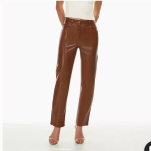 Aritzia Wilfred Melina vegan leather Pant - size 0, short in color Cognac